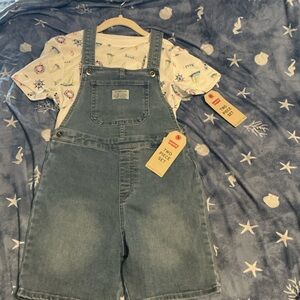 Levi 2pc Demin Overall Shorts with Tee
